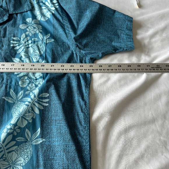 Favant Men's Tropical Hawaiian Button Up V-Neck Short Sleeve Shirt Blue XL Dad - Picture 10 of 13